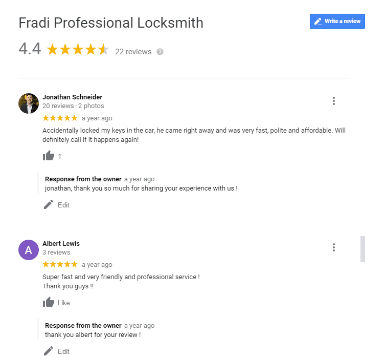 Locksmith Scams don't have reviews or at least fake reviews