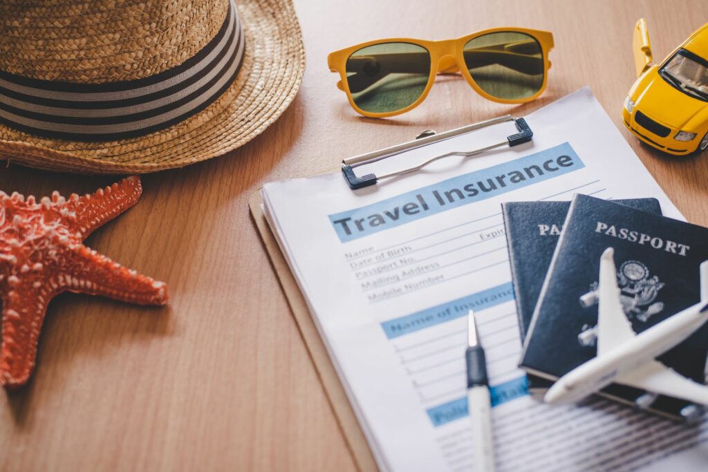 A picture of travel insurance papers that are for new travelers learning travel safety tips